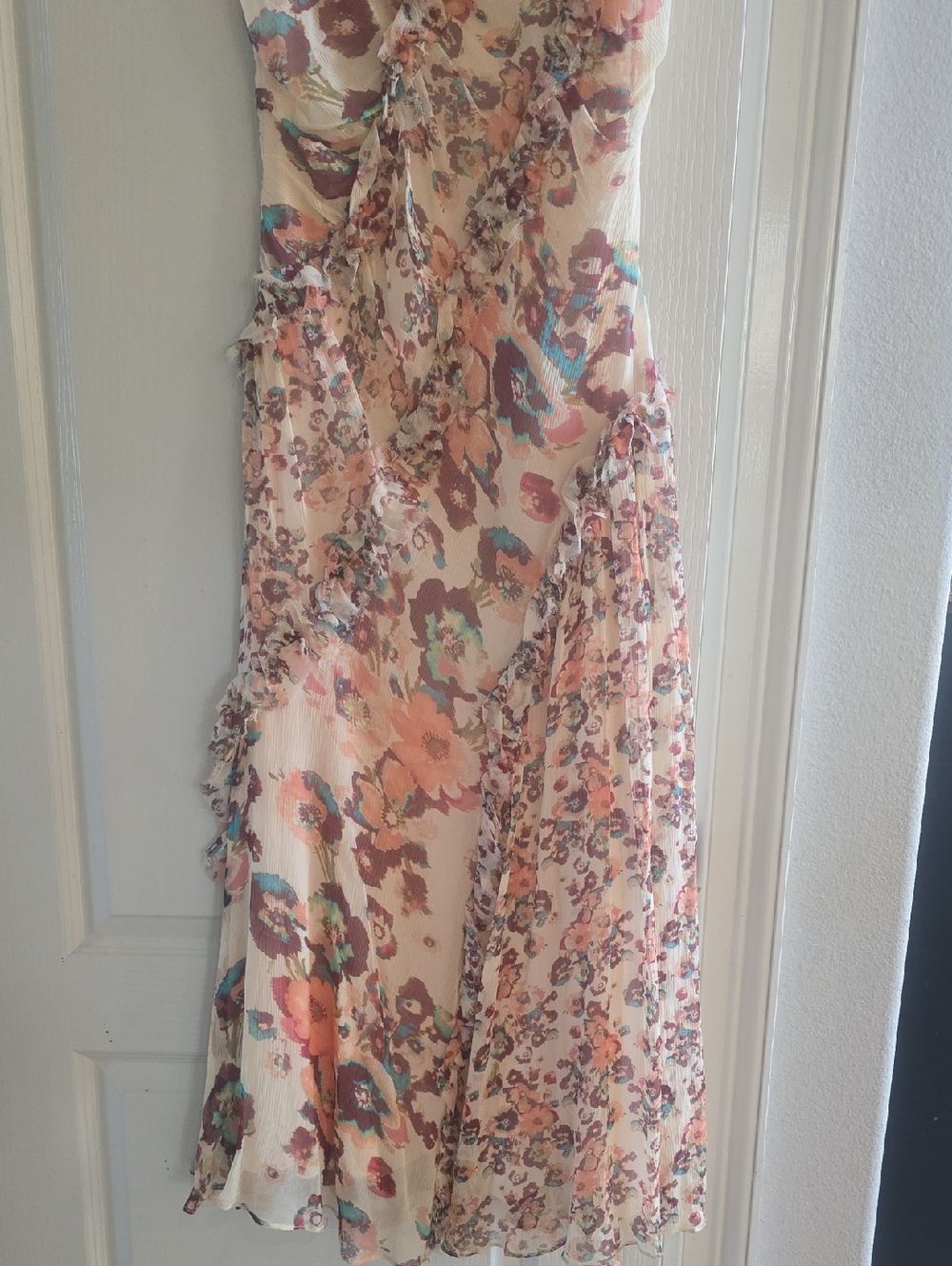 Ulla Johnson Floral Ruffled Sleeveless Dress - Cream Multi - Picture 2 of 11